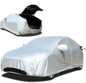 lot 12347 image: Tecoom Fit for Tesla Model Y Car Cover Waterproof All Weather, Model Y Cover Fit for 2020-2023 Tesla Model Y with Ventilated Mesh, Charge Port Opening, Fleece Lining, Trunk Opening, Zipper Door