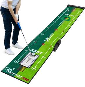 lot 12349 image: SAPLIZE Two-Speed Golf Putting Practice Mat with Putting Alignment Mirror, 20 in X 10 ft Putting Training Aid Mat, Anti-Slip Backing Golf Putting Green for IndoorOutdoor