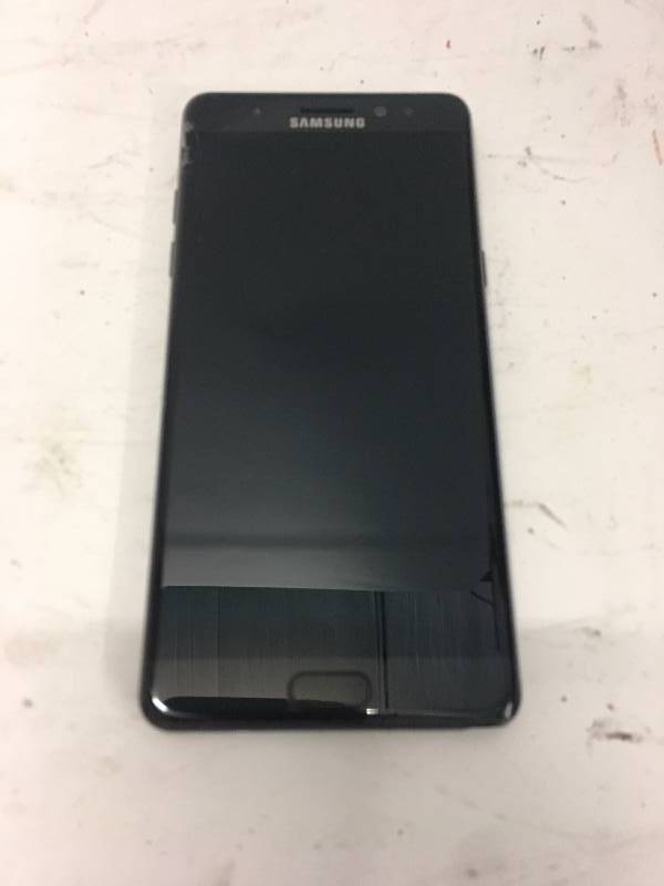 lot 191 image: SAMSUNG GALAXY NOTE 7 SMART PHONE  POWERS ON   HAS CRACKED SCREEN  NO POWER CORD