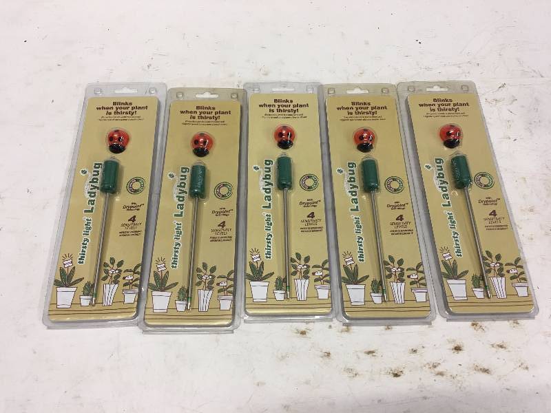lot 200 image: 5 QTY LADY BUG THIRSTY LIGHT PLANT MOISTURE DETECTORS
