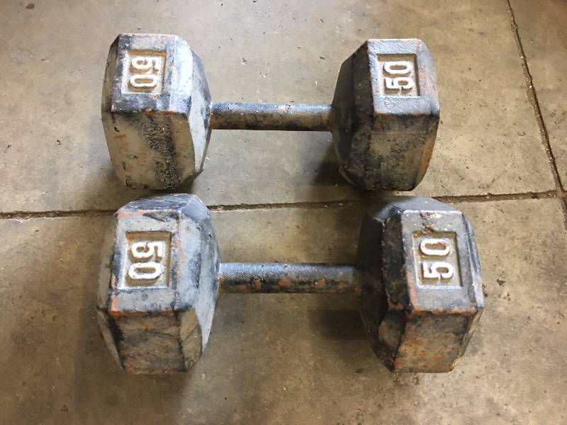 lot 209 image: PAIR OF 50 LB. WEIGHTS