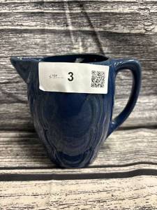 lot 3 image: Vintage small stoneware blue pitcher