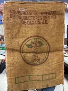 lot 39 image: Vintage Mexico coffee bean burlap sack