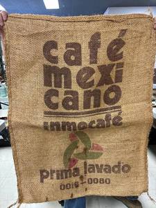 lot 40 image: Vintage Mexico coffee bean burlap sack
