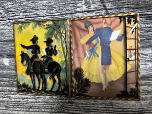 lot 52 image: Vintage silhouettes, couple dancing, western couple on horses