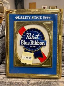 lot 82 image: vintage plastic pabst blue ribbon beer sign
