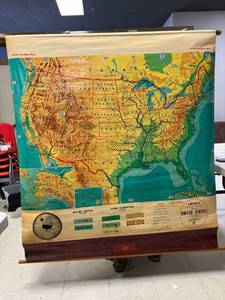 lot 85 image: Vintage Crams physical political map of the United States, school map