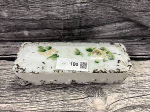 lot 100 image: Antique Victorian handpainted milkglass dresser box, chip mark on inside of box