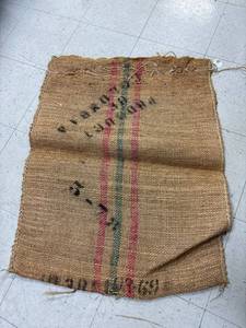 lot 101 image: Vintage, red and green striped burlap sack