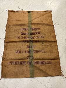 lot 102 image: Vintage Holland coffee burlap sack