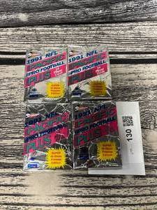 lot 130 image: 1991 NFL Pacific pro football card packs, four