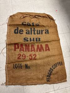 lot 133 image: Vintage Panama furGoss coffee burlap sack
