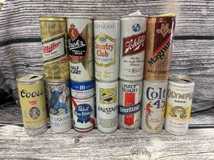 lot 141 image: 12-Vintage 16 OZ beer cans