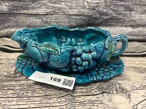 lot 169 image: Vintage mood indigo, by inarco- fruit glass gravy bowl