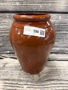 lot 190 image: vintage brown pottery vase, 10 12 inch tall, 7 inch wide