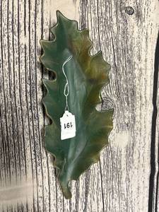 lot 191 image: Vintage 1910 green painted leaf tray