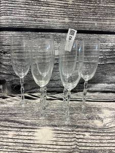 lot 193 image: 6-Vintage Christopher Stuart Czech crystal champagne glasses