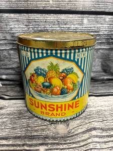 lot 218 image: vintage sunshine brand 10 pound fruit tin