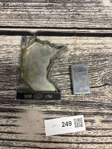 lot 249 image: Triple AAA ashtray, Zippo lighter