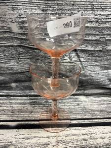 lot 260 image: 2-pink depression, wine glasses