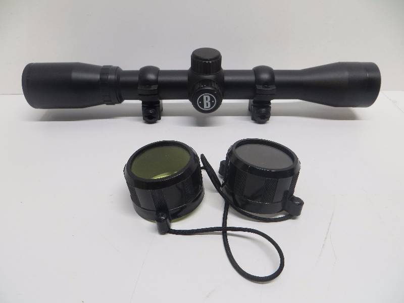 lot 2016 image: Bushnell .22 Rimfire 4x32 Hunting Scope Riflescope 76-2243 W Rings Caps Multi-x