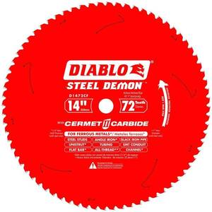 lot 14443 image: Diablo D1472CF 14-inch Steel Demon 72T Cermet II Carbide Ferrous Metal Saw Blade (B014GN508S)