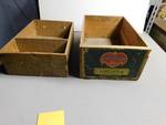 Two Antique Wooden Crates. Capack Fruits. Ropeless Handled Antique Bottle Box.