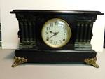 Antique Brass and Hardwood Ingraham Bristol Mantle Clock.