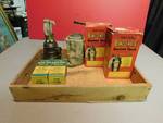 Antique Crate of Antique Products in Original Boxes. Bernz-O-Matic / LOX-ON Aladdin.