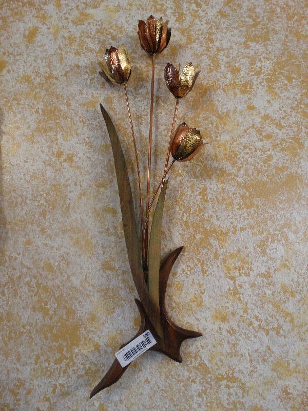 lot 580 image: Pair of copper flower wall decor