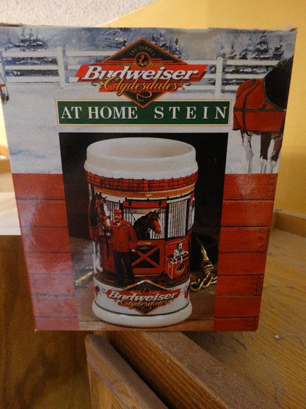 lot 636 image: Budweiser Clydesdales At Home beer stein in box