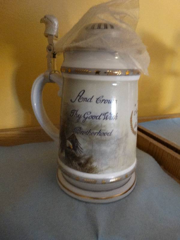 lot 678 image: America the Beautiful series- Crown Thy Good beer stein
