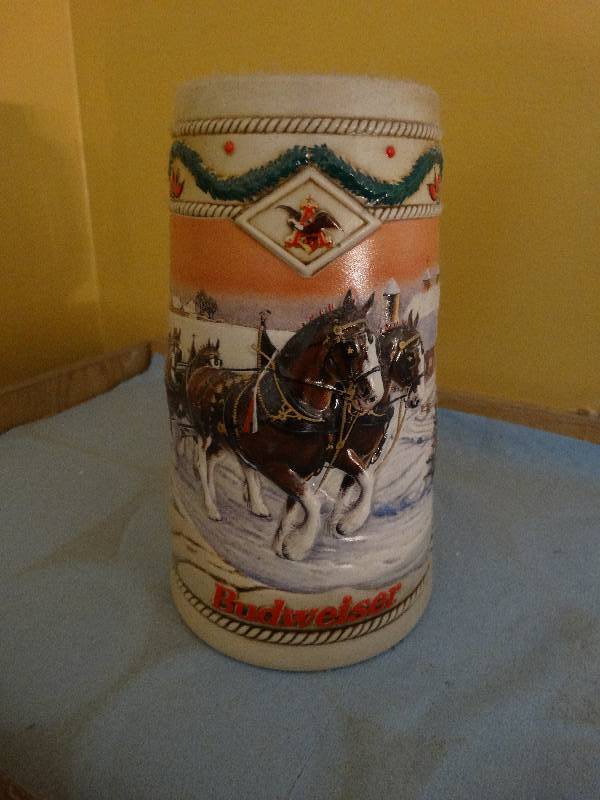 lot 694 image: Budweiser 1996 Holiday beer stein