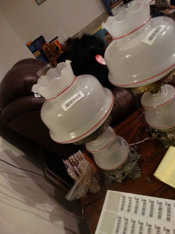 lot 824 image: Nice Glass Lamp w Glass Shade & Tube