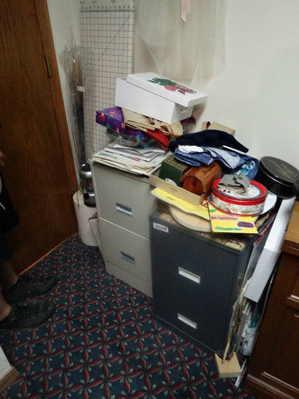 lot 900 image: File Cabinets (2), Paper, & misc.