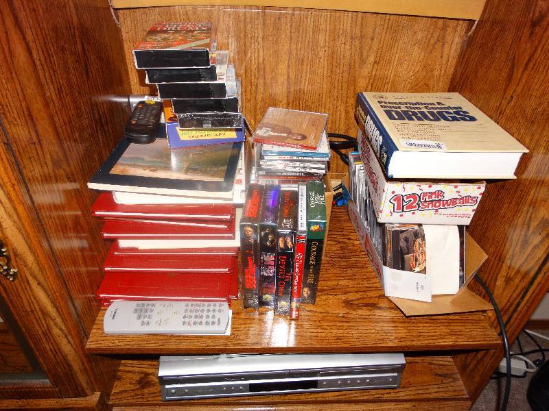 lot 953 image: Books, VHS Tapes, CDs, & Toshiba VHSDVD Player
