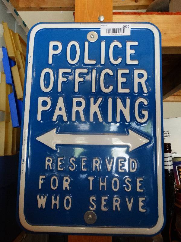 lot 1620 image: Metal Police Officer Parking sign