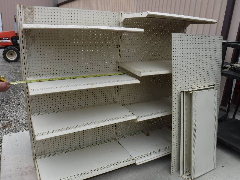 lot 3001 image: Gondola shelving 3 sections 2 sided total of 9 feet.