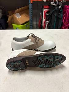 lot 48 image: Foot joy steel spike shoes, size 10 W, lightly used, great condition
