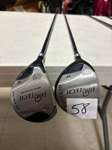 lot 58 image: Left hand DM tech 3 and 5 wood clubs