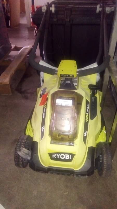 lot 7631 image: Ryobi 40 v 16 in electric mower