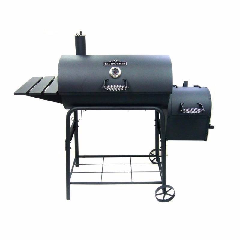 lot 7639 image: RiverGrille Grills Cattleman 29 in. Charcoal Grill and Smoker, Black SC2210401-RG