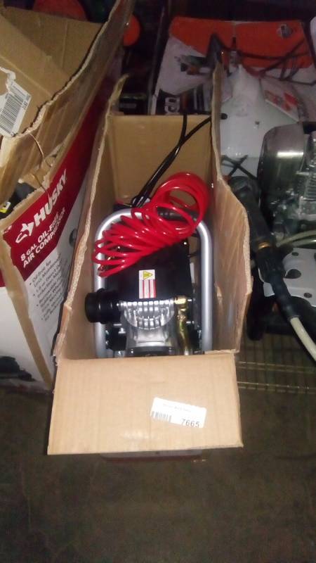 lot 7665 image: husky 4 gal. air compressor