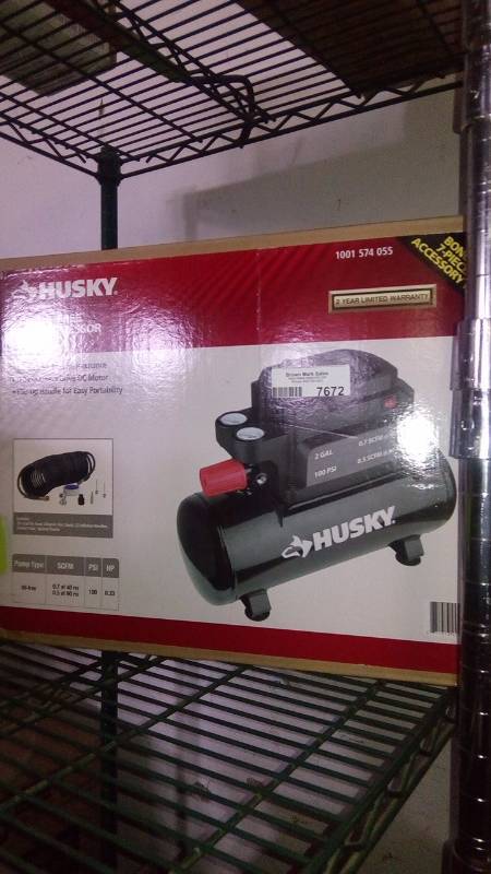 lot 7672 image: husky 2 gal. oil free air compressor