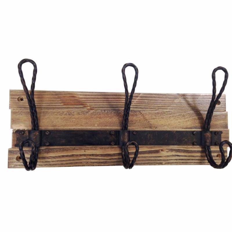 lot 7676 image: Home Decorators Collection Wall Shelves, Hooks & Racks 14 in. Matte Black 3-Piece Hook and Rail 97762PKBHD