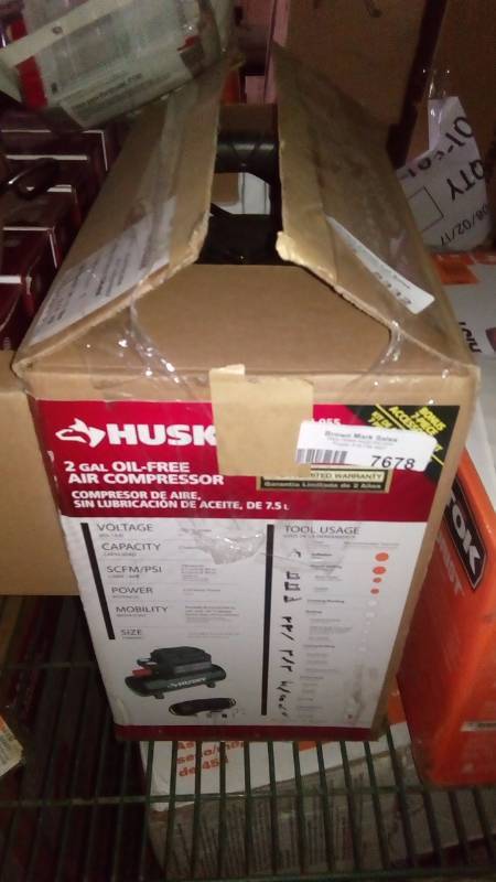 lot 7678 image: husky 2 gal. oil free air compressor