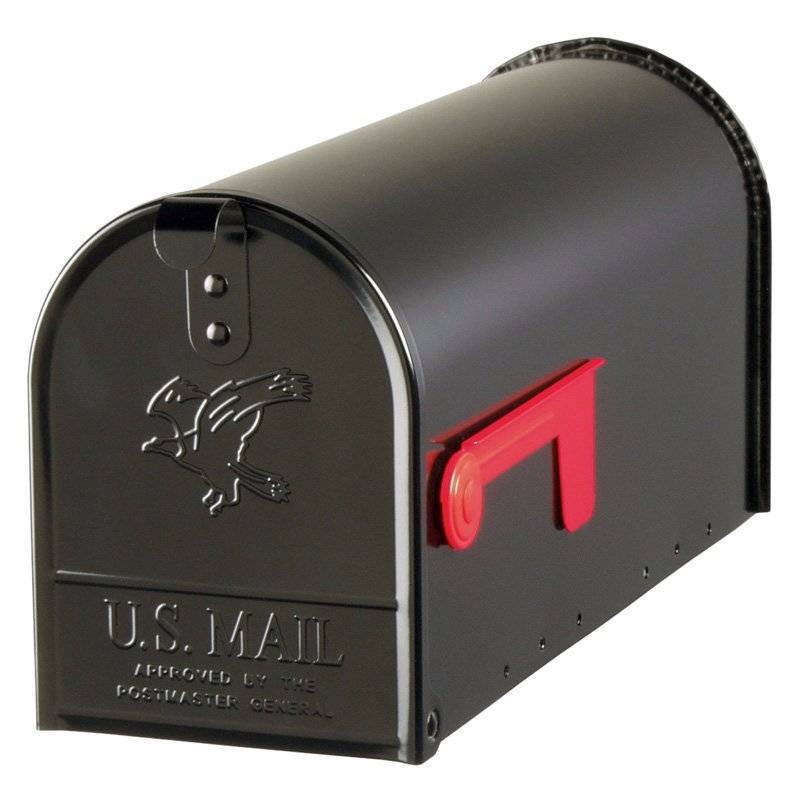 lot 7687 image: Solar Group E1100B00 Standard Size Galvanized Steel Rural Mailbox, Black