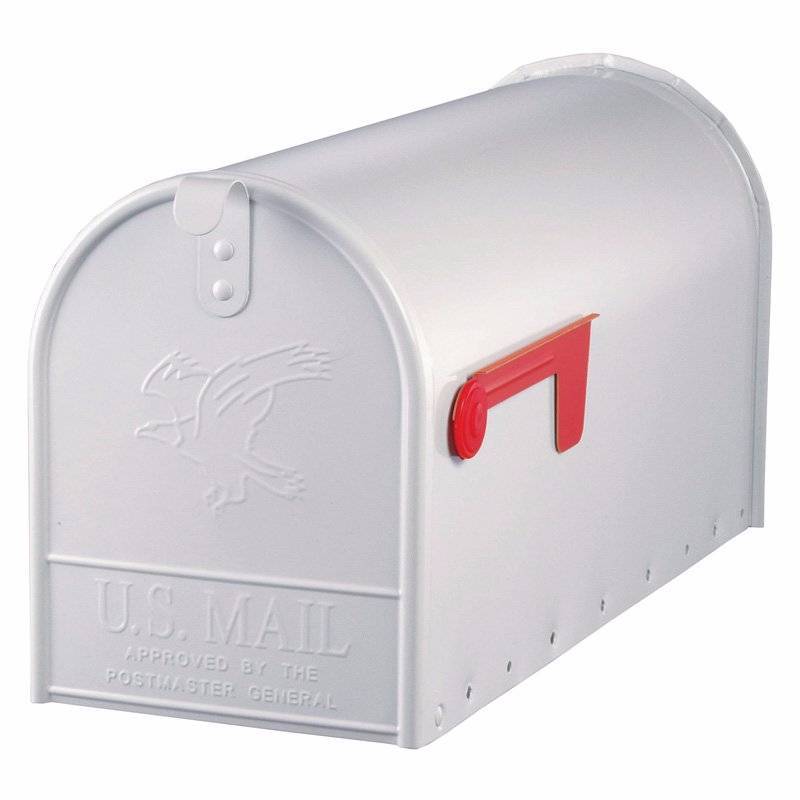lot 7695 image: Solar Group E1600W00 Large Premium Steel Rural Mailbox, White