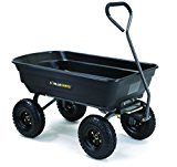 lot 7706 image: Gorilla Carts Poly Garden Dump Cart with Steel Frame and 10 Pneumatic Tires with a Capacity of 600 lb, Black