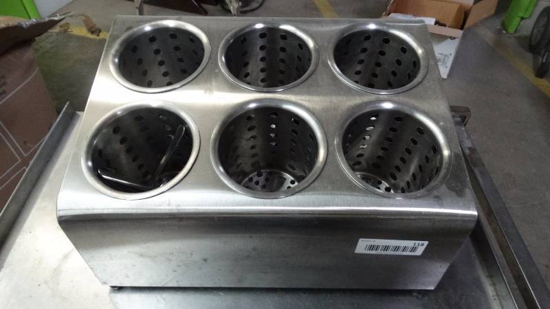 lot 118 image: Stainless steel silverware holder